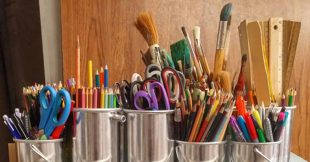 Pencils in Stainless Steel Bucket